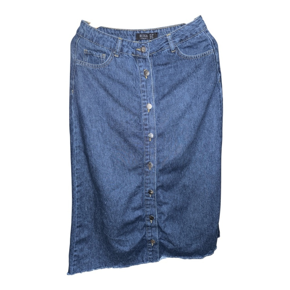 Refka Dark Wash Denim Button Front Midi Skirt Size 6 Indie Sleaze Streetwear - Picture 3 of 6